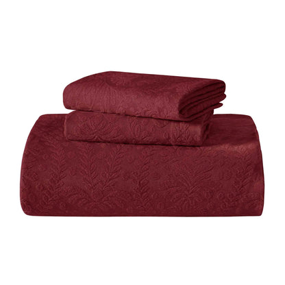 Aspen Cotton Blend Jacquard Woven Floral Scalloped Edges Bedspread Set