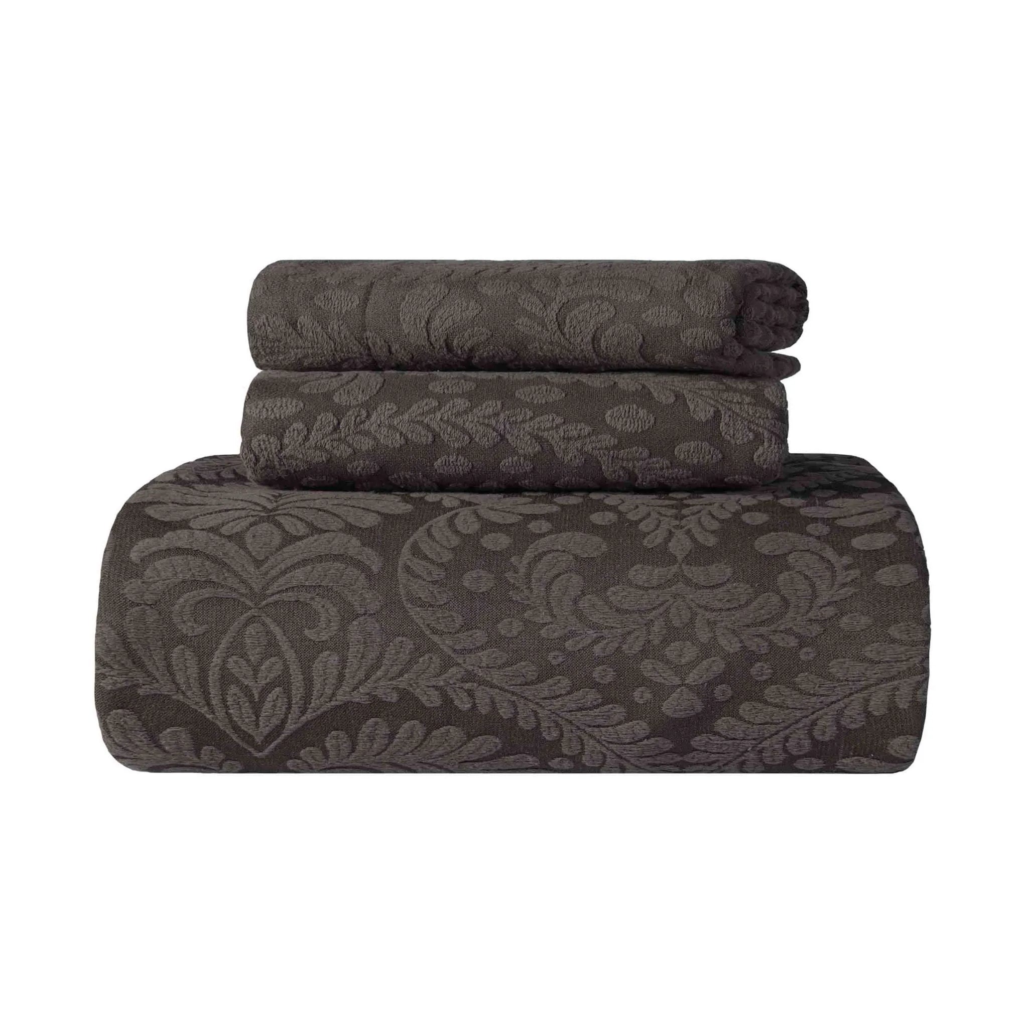 Aspen Cotton Blend Jacquard Woven Floral Scalloped Edges Bedspread Set