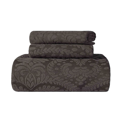 Aspen Cotton Blend Jacquard Woven Floral Scalloped Edges Bedspread Set