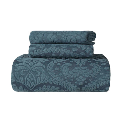 Aspen Cotton Blend Jacquard Woven Floral Scalloped Edges Bedspread Set