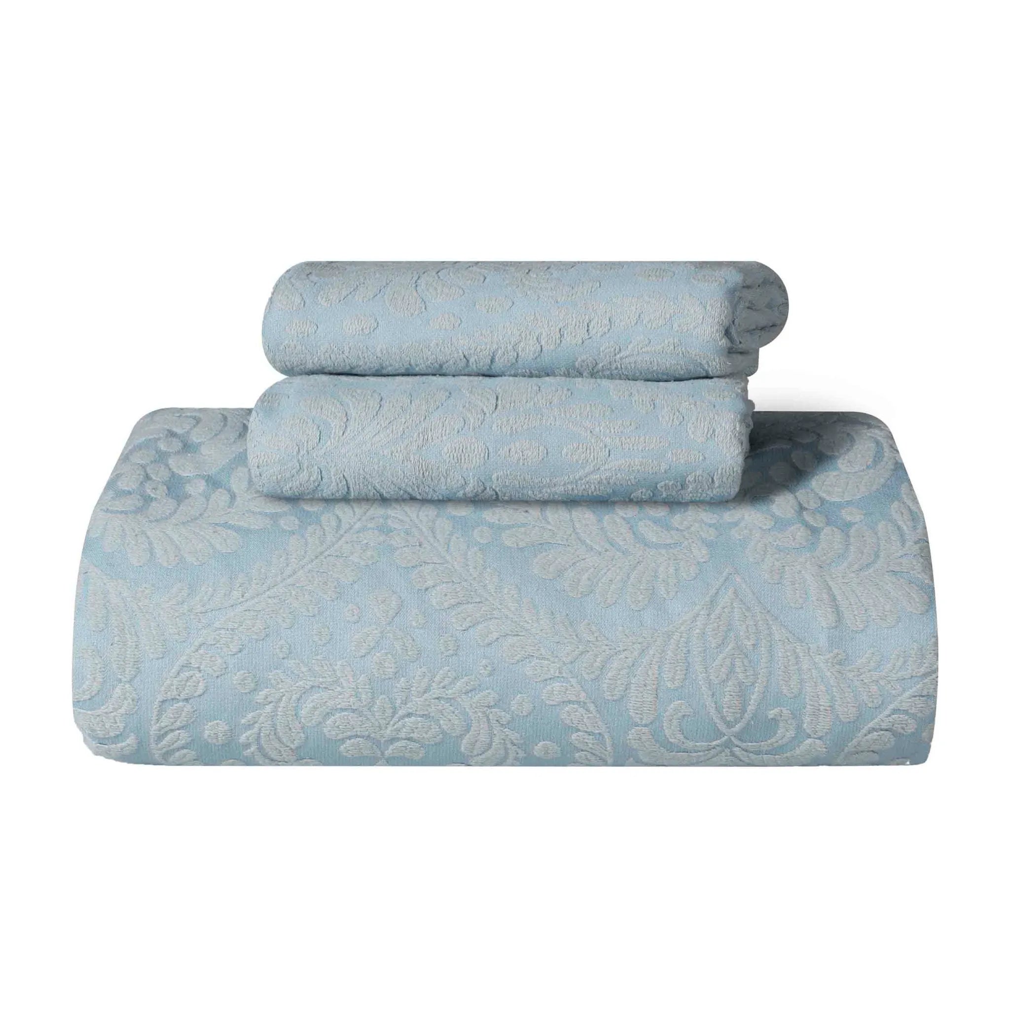 Aspen Cotton Blend Jacquard Woven Floral Scalloped Edges Bedspread Set