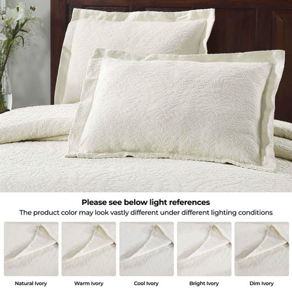 Aspen Cotton Blend Jacquard Woven Floral Scalloped Edges Bedspread Set