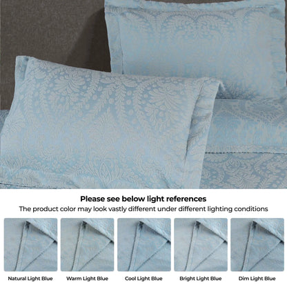Aspen Cotton Blend Jacquard Woven Floral Scalloped Edges Bedspread Set