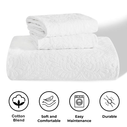 Aspen Cotton Blend Jacquard Woven Floral Scalloped Edges Bedspread Set