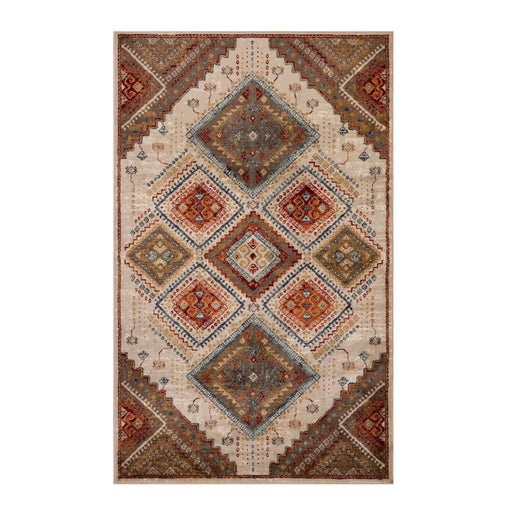 Poway Geometric Medallion Indoor Area Rug - White/Rust