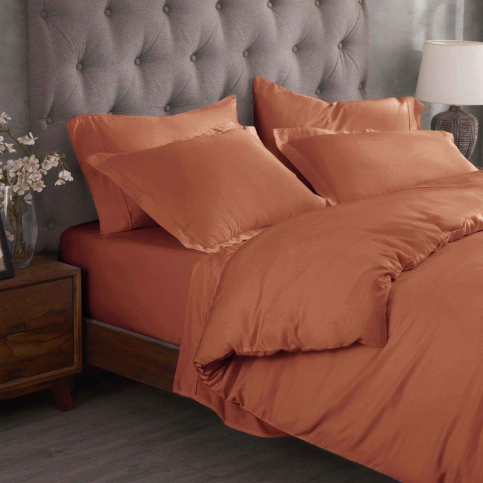 Egyptian Cotton 300 Thread Count Solid Duvet Cover Set - Pumpkin