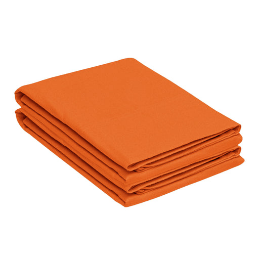 Solid Flannel Cotton Pillowcases, Set of 2 - Pumpkin