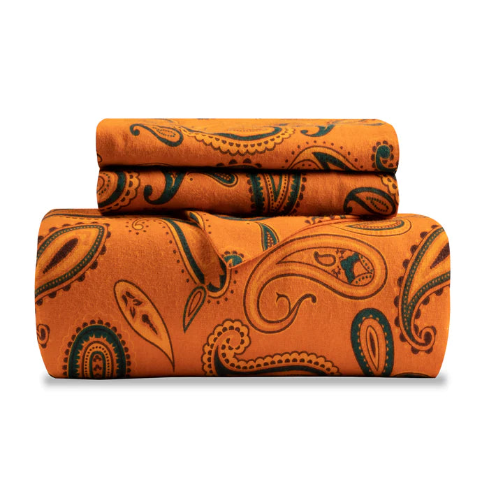Flannel Reversible Trellis Duvet Cover and Pillow Sham Set - Pumpkin
