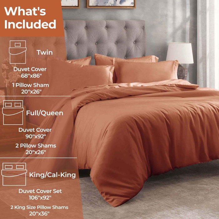 Egyptian Cotton 300 Thread Count Solid Duvet Cover Set - Pumpkin