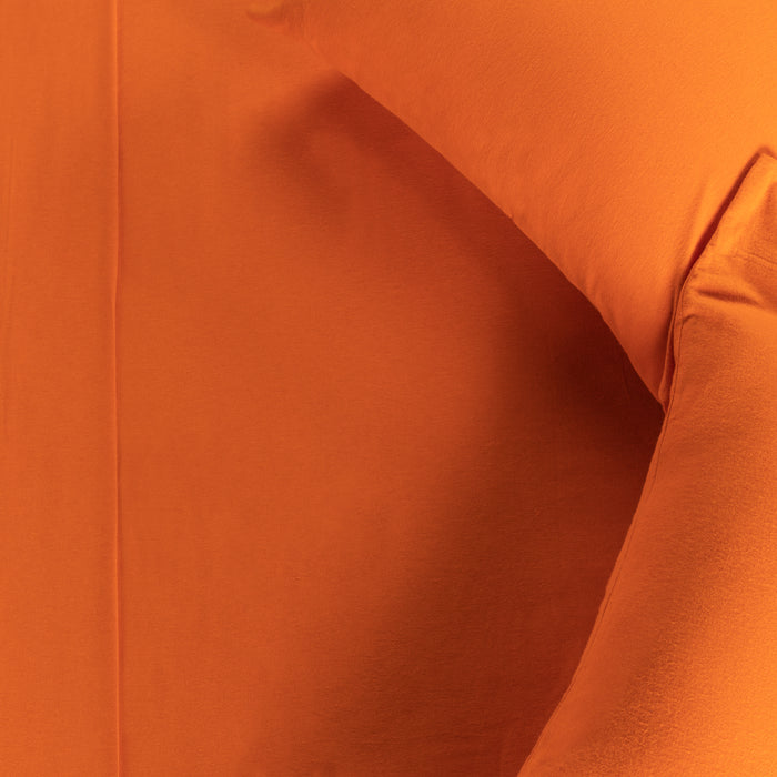 Flannel Cotton Modern Solid Deep Pocket Bed Sheet Set - Pumpkin