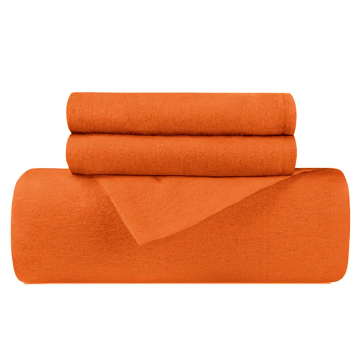 Flannel Solid Duvet Cover and Pillow Sham Set  - Pumpkin