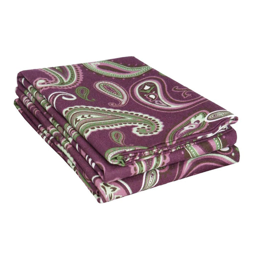 Cotton Flannel Paisley 2 Piece Pillowcase Set - Purple