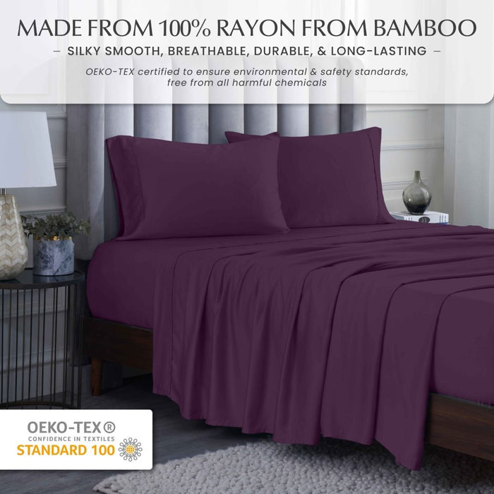 300 Thread Count Rayon From Bamboo Solid Deep Pocket Sheet Set