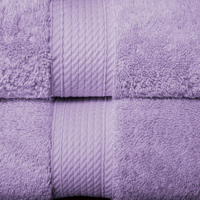 Egyptian Cotton Pile Plush Heavyweight Bath Towel Set of 2 -  Purple