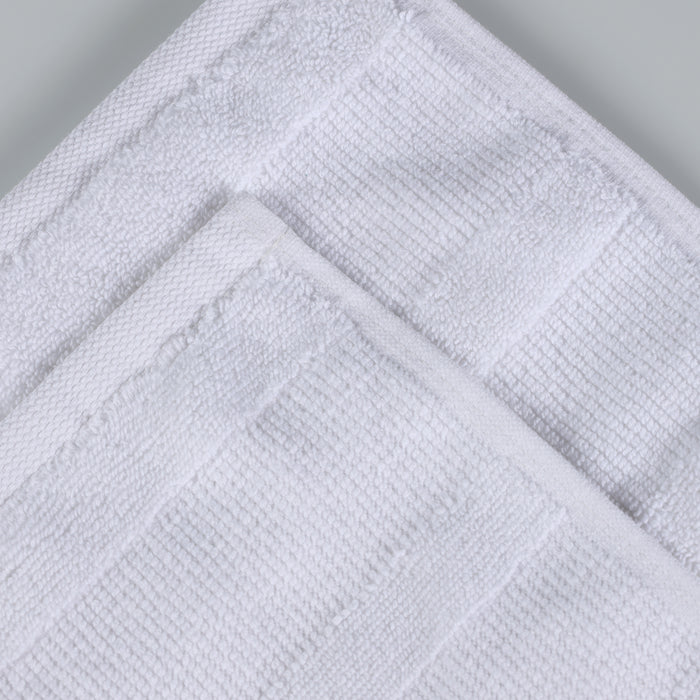 Ribbed Turkish Cotton Quick-Dry Solid 6 Piece Assorted Towel Set - White