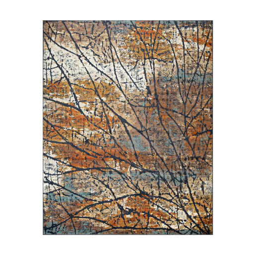 Fifi Modern Branches Indoor Area Rug or Runner - Blue/Cream