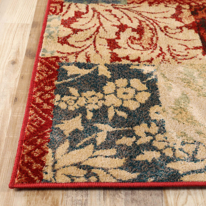 Kennicot Elegant Floral Patchwork Indoor Area Rug or Runner Rug