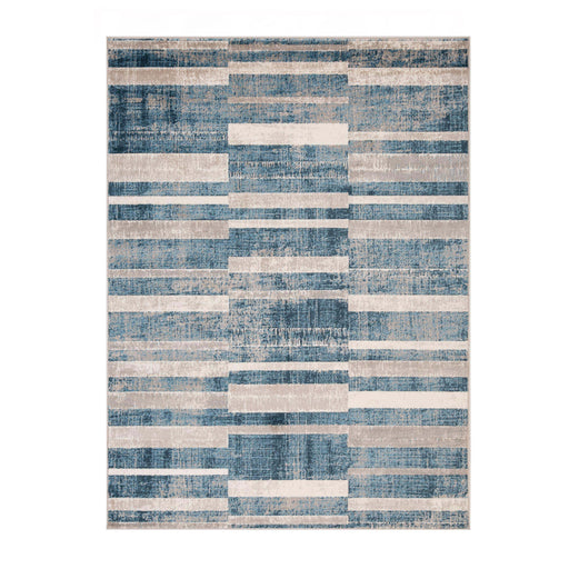 Radko Modern Striped Indoor Area Rug or Runner - Blue/Cream