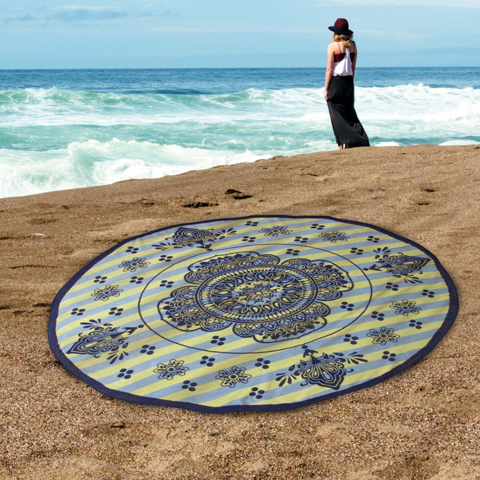 60" Round Cotton 2 Piece Beach Towel Set