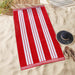 Cabana Stripe Oversized Cotton Beach Towel Set Of 2, 4, 6 - Red