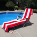 Cotton Standard Size Cabana Stripe Chaise Lounge Chair Cover - Red