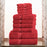 Egyptian Cotton Plush Heavyweight Absorbent Luxury 10 Piece Towel Set - Red