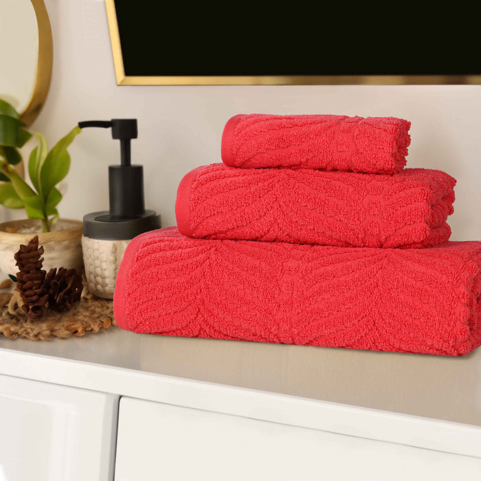 Zero Twist Cotton Elegant Chevron 3 Piece Jacquard Towel Set