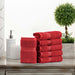 Egyptian Cotton Pile Plush Heavyweight Absorbent Face Towel Set of 6 - Red