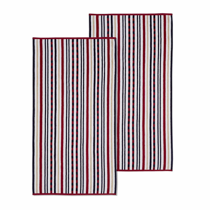 Striped Cotton Oversized 2-Piece Beach Towel Set - Red