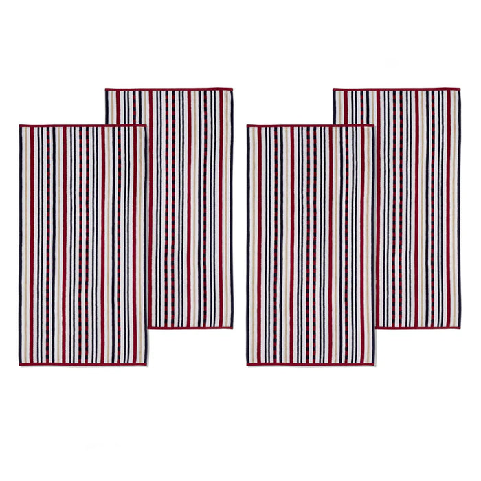 Cotton Oversized Striped 4 Piece Beach Towel Set - Red