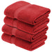 Egyptian Cotton Plush Heavyweight Absorbent Bath Towel Set of 4 - Red