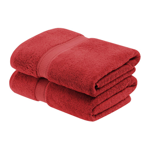 Egyptian Cotton Pile Plush Heavyweight Bath Towel Set of 2 - Red