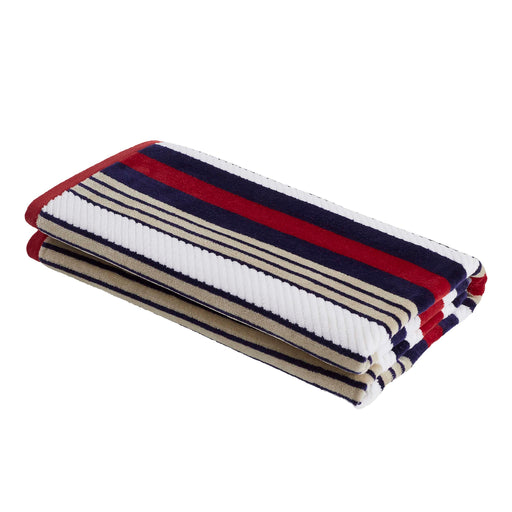 Rope Textured Striped Oversized 2-Piece Beach Towel Set - Red
