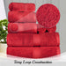 Egyptian Cotton Pile Plush Heavyweight Absorbent 8 Piece Towel Set - Red