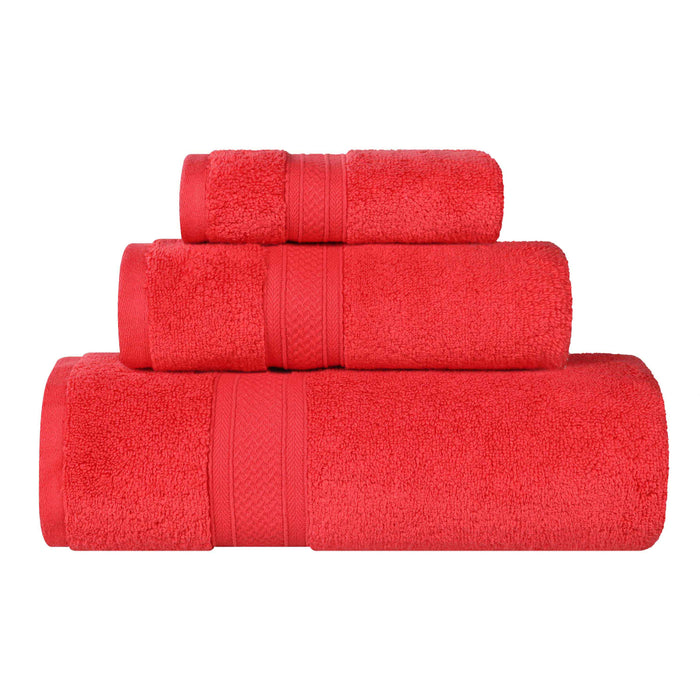 Zero Twist Cotton Elegant Soft Absorbent 3 Piece Solid Towel Set