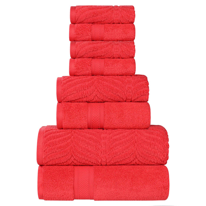 Zero Twist Cotton Solid and Jacquard Elegant Chevron 8 Piece Towel Set