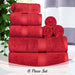 Egyptian Cotton Pile Plush Heavyweight Absorbent 8 Piece Towel Set - Red