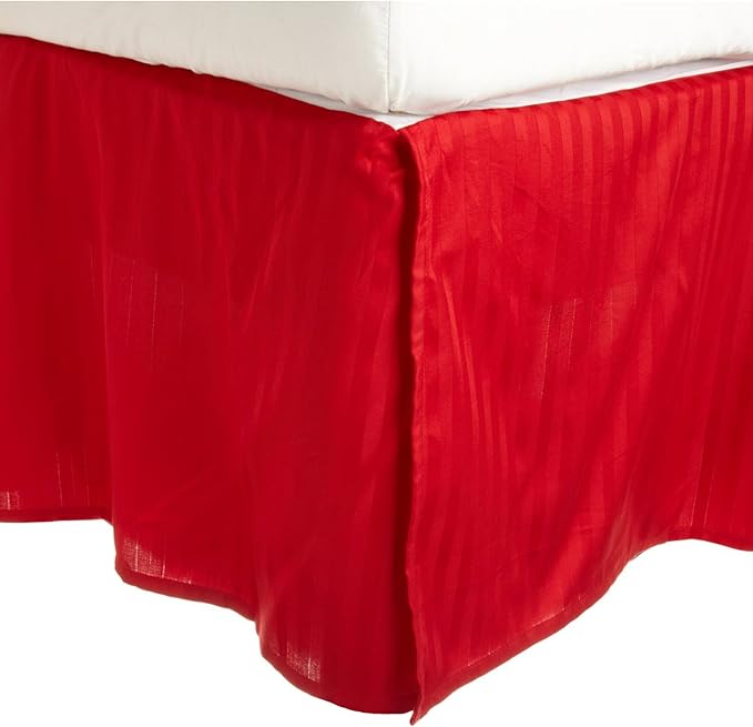 Egyptian Cotton 300 Thread Count Stripe Bed Skirt - Red