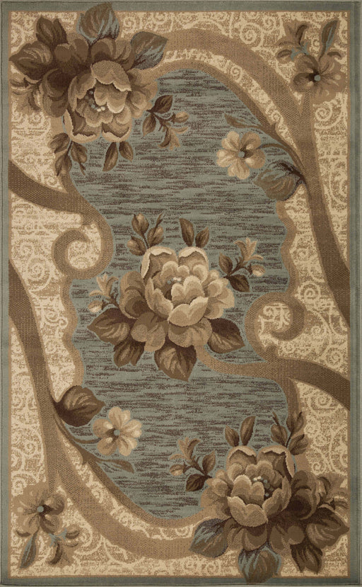 Traditional Oversized Floral Border Indoor Area Rug or Runner Rug - Slate