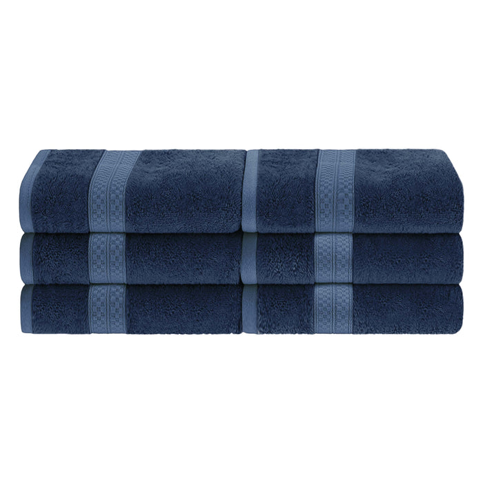 Rayon from Bamboo Blend Solid 6 Piece Hand Towel Set - River Blue