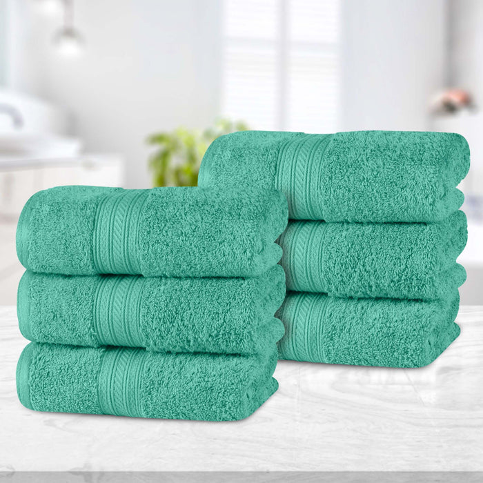 Atlas Cotton Plush Absorbent Heavyweight Luxury Hand Towel Set of 6 - Rivulet