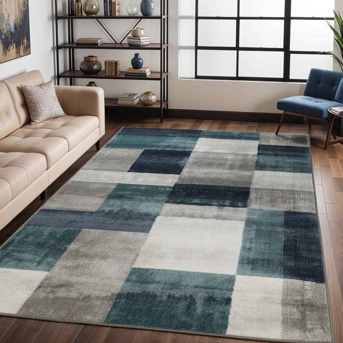 Clifton Modern Geometric Patchwork Area Rug or Runner Rug - Rivulet