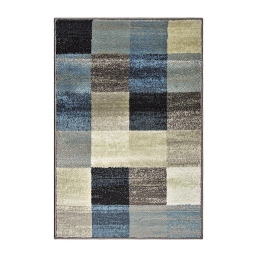 Rockway Geometric Checkered Block Indoor Area Rug Or Runner Rug - MajolicaBlue