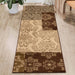 Floral Medallion Blocks Geometric Indoor Area Rug or Runner Rug - Beige