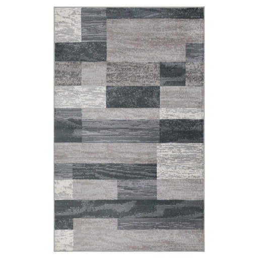 Rockwood Contemporary Geometric Patchwork Indoor Area Rug or Runner - Blue/Taupe