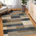 Rockwood Contemporary Geometric Patchwork Indoor Area Rug or Runner - Midnight/Navy Blue