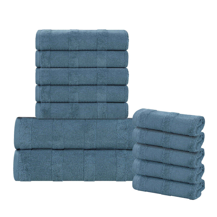 Roma Cotton Ribbed Textured Soft Absorbent 12 Piece Assorted Towel Set