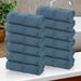 Roma Cotton Ribbed Textured Face Towels/ Washcloths, Set of 12 - DeepBlue