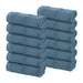 Roma Cotton Ribbed Textured Face Towels/ Washcloths, Set of 12 - DeepBlue