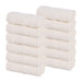 Roma Cotton Ribbed Textured Face Towels/ Washcloths, Set of 12 - Ivory